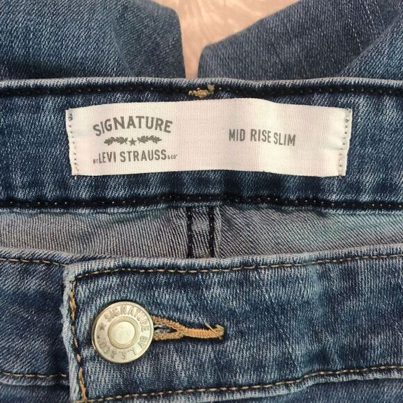 levi strauss mid rise slim w38 l30 medium wash straight leg plus size - Picture 3 of 10